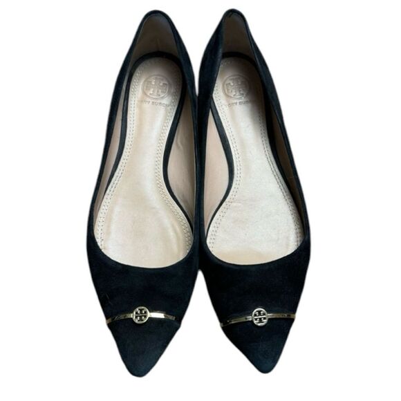 Tory Burch Black Flats with Gold Accent - Picture 1 of 6